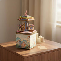 Gift Carousel Melody Box Easy Assembly 3d Wooden Melody Box Festive Decor