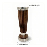 Wood Vase with Metal Base Modern Sculptural Vase Tapered for Reception Counter