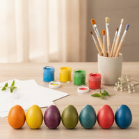7 Pieces Realistic Wooden Easter Eggs Compact Painted Wooden Eggs Creative Ornaments Multi-Purpose for Spring Displays