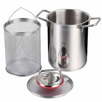Multipurpose Deep Fryer Pot with Basket High-Sided Design Basket Deep Fryer Pot Stovetop Compatible Stainless Steel Stockpot with Strainer Thickened Bottom for Parents