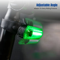 USB Charging LED Bike Adjustable Rear Warning Light for Night Riding, Hiking, Street, Kids Balance Bike, Red/Lime