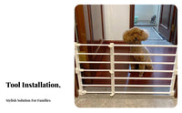 Drilltool-Less Installation Retractable Dog Gate Adjustable Size Expandable Pet Gate Easy to Install Household Barrier Space-Saving for Renters, Homeowners, Kitchen, Indoors, Doorways, Hallways
