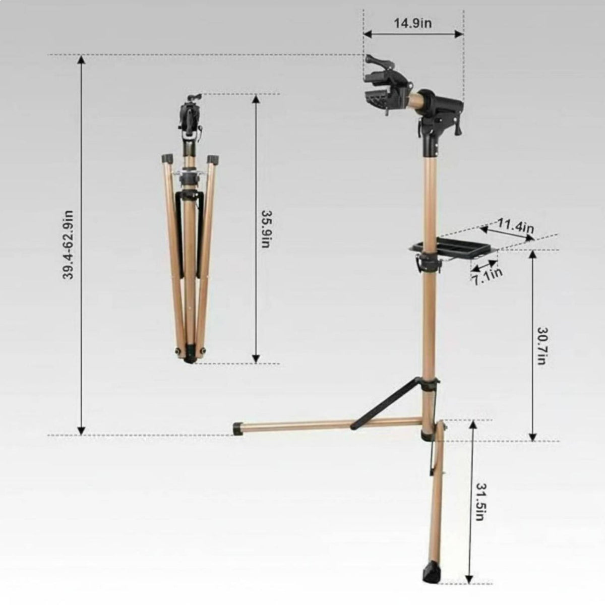 Quick Release Clamp Adjustable Cycle Workstand Heavy-Duty Cycle Repair Stand Tool Tray Workshop Equipment for Cyclists