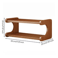 Warm Brown Finish Tabletop Cup Rack Sturdy Bamboo Mug Rack Compact Bamboo Shelf Unobstructed Design