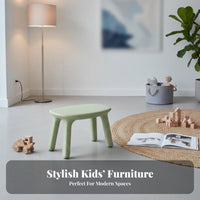 Rounded Corners Molded Plastic Play Table and Chairs Easy to Clean Minimalist Plastic Furniture Set Stable Design kids' Furnishings Multifunctional for Toddlers, Preschoolers, Reading Corner, Kindergarten, Preschool, Daycare