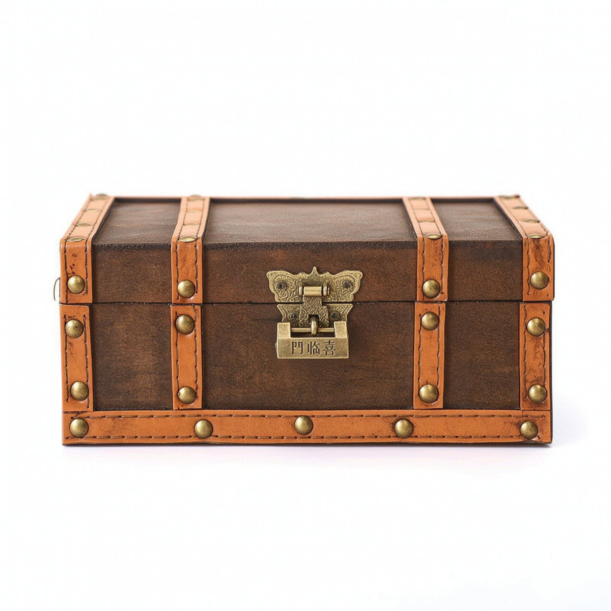 Storage Chest with Lid Antique-Style Jewelry Box Rustic Box with Lock for Desk