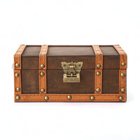 Storage Chest with Lid Antique-Style Jewelry Box Rustic Box with Lock for Desk
