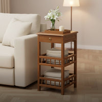 End Table New Chinese Design Sofa Table Simple Design Bedside Storage Rack for Living Room, Small Areas, Bedroom