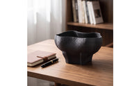 Pedestal Bowl Decorative Gourd-Shaped Bowl Matte Ceramic Vessel with Pedestal Base for Entryway Table