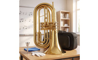 Marching Euphonium with Case Polished Marching Euphonium Brass Instrument Shielded Sturdy for Musicians, Band Practice