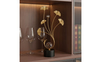 Decorative Ginkgo Leaf Sculpture with Crystal Gold Ginkgo Leaf Ornament Freestanding Tabletop Sculpture Modern for Living Room, Entryway, Console Table, Sideboard