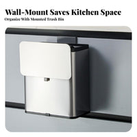 Rectangular Wall-Mounted Trash Bin Rounded Edges Wall-Mounted Waste Bin Black Trim Household Organizer Space-Saving for Kitchen, Cabinet