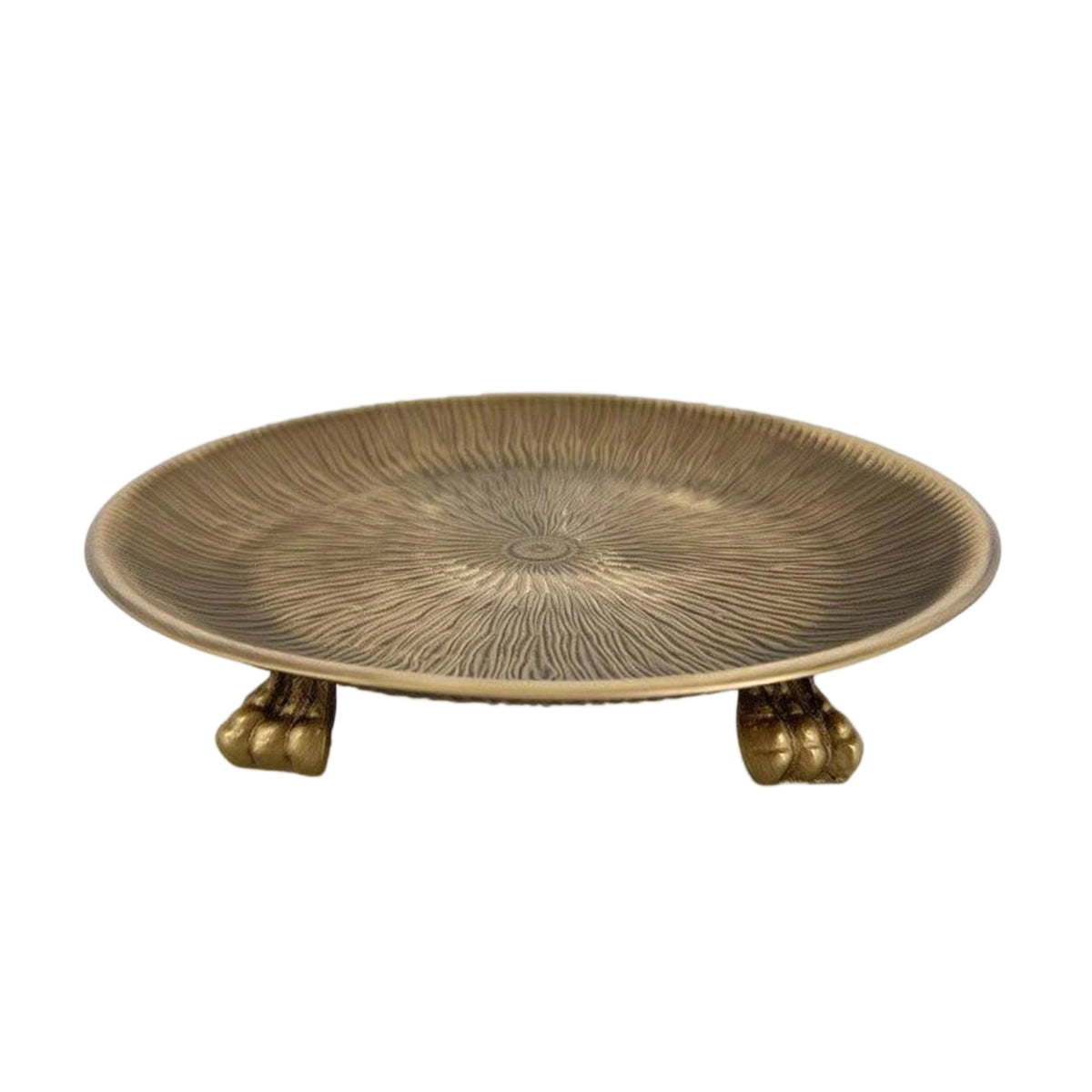 Antique Brass Vintage Metal Tray Scalloped Tray with Legs Low-Height Sturdy for Vanity