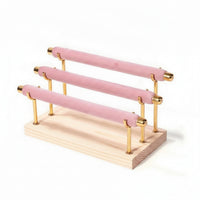 Jewelry Display Stand with Padded Surface Long-Lasting Tabletop Jewelry Holder Wooden Display Rack Simple Organizer Portable