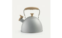 Induction Compatible Whistling Tea Kettle Matte Whistling Kettle Wood Grain Cookware Sleek for Gas Cooktop, Kitchen