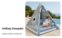 Round Sunbed with awning Hand-Woven Wicker Canopied Daybed Comfortable pads outdoordoor Furniture for Homeowners, partners, pool area, Terrace, supportyard