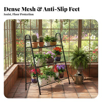 Floor-Standing Multi-Tier Plant Shelf Indoor & Outdoor Use 6-Tier Ladder Stand Space-Saving Display Rack Sturdy Construction for Gardeners, Balcony, Living Room, Patio, Corner