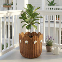 Handwoven Wicker Basket Handmade Decorative Storage Basket Multi-Use Woven Tote Bin for Playroom