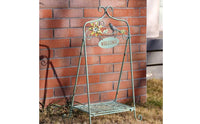 Wrought-Iron Flower Stand Antique Blue Welcome Flower Stand Hanging Plaque Home Decor