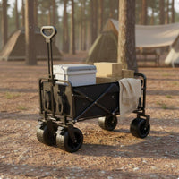 Foldable Folding Wagon Multifunction Portable Pull Wagon Canopy for Camping, Shopping, Photography, Grocery