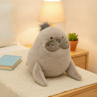 Soft Soft Toy Seal Huggable Seal Stuffed Animal Fuzzy Stuffed Sea Animal 35 Cm for Children, Toddlers, Baby, Bedtime, Nursery, Sofa