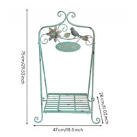 Wrought-Iron Flower Stand Antique Blue Welcome Flower Stand Hanging Plaque Home Decor