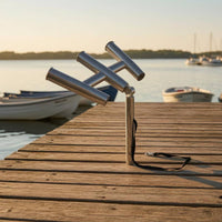 Retaining Strap Boat Fishing Rod Holder Polished Metal Multi-Angle Rod Holder