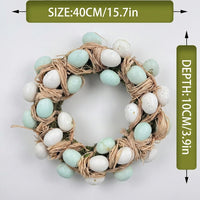 Easter Egg Wreath, Raffia Egg Wreath Rustic Design Easter Egg Wreath Handcrafted Hanging Ornament for Holiday Decorators, Homeowners, Entryway, Wall, Window Display