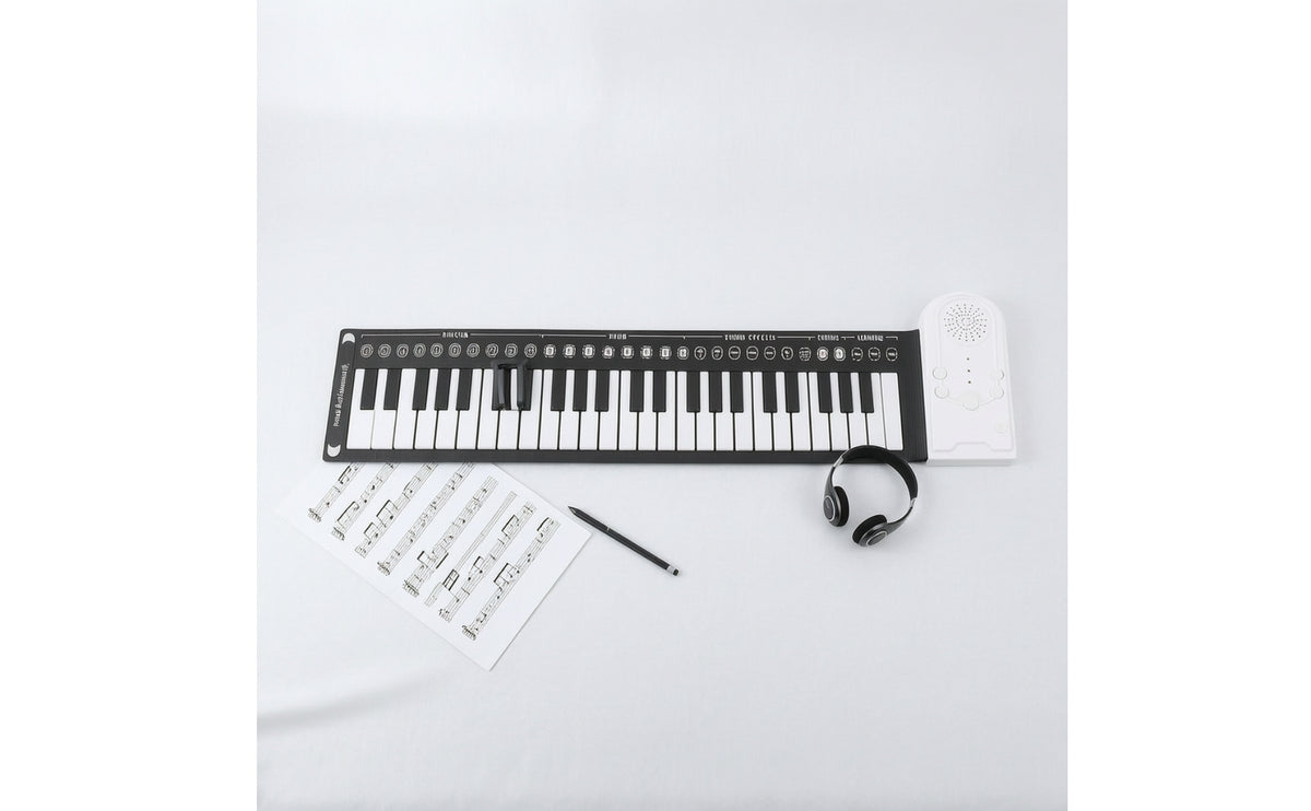 49-Key Roll-up Piano Foldable Roll-up Piano Keyboard Flexible Keyboard with Speaker for Beginners, Students, Travel, Home, Classroom