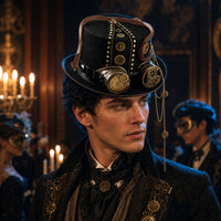 Steampunk Hat with Goggles Costume Top Hat with Goggles Masquerade Headwear for Cosplayers