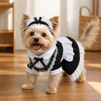 Pet Maid Cosplay Costume Dress with Headband for Cats and Dogs