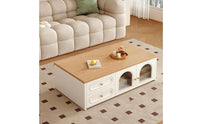 Storage Cabinet with Drawers Modern Storage Cabinet Wood-Grain Coffee Table with Drawers for Apartment Dwellers, Living Room, Small Areas
