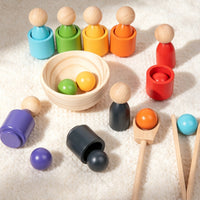 Color Sorting Toy Educational Color Sorting Set Brightly Colored Wooden Peg Doll Set for Young Children, Preschoolers, Homeschool