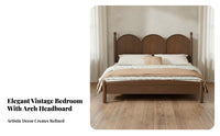French Design Double Bed Sturdy and Hard-Wearing Solid Wood Bed Frame No Box Spring Needed Bedroom Furniture for Couples, Guesthouse Owners, Apartment