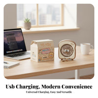 Great Gift Idea Toast Shaped Fan Portable Cute Handheld Fan Adjustable Speed Stable Base for Students, Kids, Girls, Office, Dorm Room, Bedroom, Desk