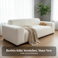 Year-Round Use Teddy Fleece Slipcover Waterproof Soft Sectional Cover Non-Slip Sofa Protector Scratch Resistant for Homeowners, Parents, Living Room, Play Area