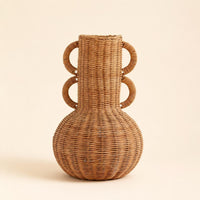 Braided Wicker Vase Rustic Wicker Flower Basket Woven Floor Vase Uncovered Top Interior Decoration Decorative for Dried Flowers