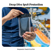 Full Tap-Sensitive Screen Functionality Waterproof Phone Pouch High Clarity Underwater Phone Case Secure Lock Seal for Swimmers, Beach