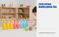 Kids Indoor Bowling Set, Plastic Pins and Balls, Educational Number Game, Cartoon Design, Parent-Child Interaction, Gift Box