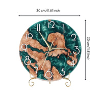 Analog Clock with Stand Marbled Bonded Resin and Lumber Clock Decorative for Living Room, Office
