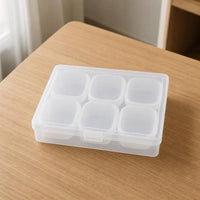 6-Compartment Rectangular PP Plastic Storage Box for Nail Art Beads Display and Kitchen Organization