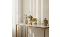 Ornate Dog Figurine Floral Dog Statue Tabletop Canine Sculpture Metallic-Finish for Collectors, Living Room, Bookshelf, Entryway, Office Desk