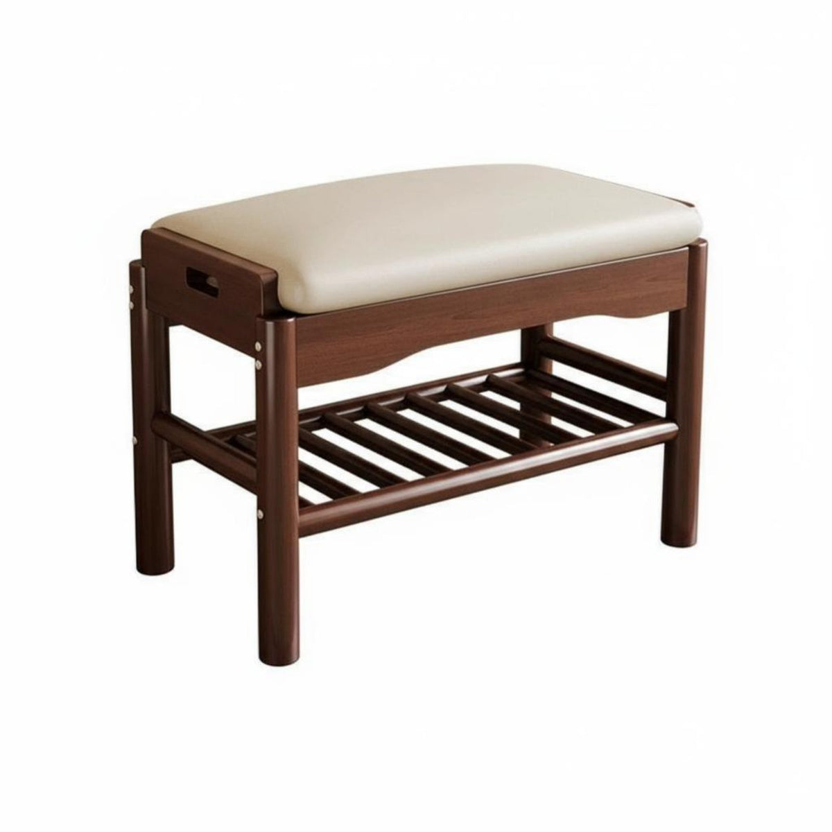Multi-Functional 2-Tier Entryway Stool Space-Saving Shoe Rack Sturdy Construction Storage Bench polished Rounded Corners for Apartment Dwellers, homeowners, Hallway, Mudroom, Cloakroom, Living Room