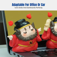 Zhong Kui Cartoon Resin Figurine, Office Desk Anti-Negativity Decor, Car Dashboard Decoration