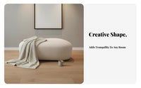 Nordic design Pebble-Shaped Pouf Wabi-Sabi Aesthetic Upholstered Stool Organic Shape Indoor Seating Creative Design for Homeowners, Interior Designers, Living Room, Bedroom, Lounge Area, Home Decoration