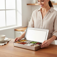 Stainless Steel Condiment Box Easy to Clean Multi-Compartment Seasoning Box Seasoning Tray with Inserts Wide Mouth Kitchen