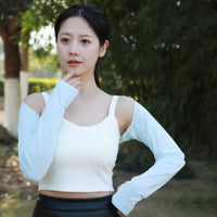 Breathable Ice Silk Sun Sleeves Lightweight Stand Collar Arm Sleeves UPF50+ Arm Cover Shawl Cool Touch for Cycling