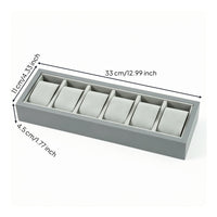 Open-Top Watch Display Tray Padded Watch Storage Tray Gray Divided
