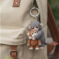 Handmade Crochet Monkey Keychain Adorable Monkey Keychain with Metal Loop Playful Accessory Decorative for Animal Lovers