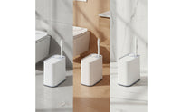 Automatic Bathroom Trash Can with Toilet Brush Rectangular Slim Trash Can with Wheels Space-Saving Wastebasket Wheeled